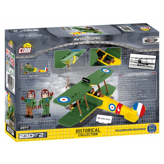 COBI 5704 Great War Stíhacie lietadlo AVRO 504 D7600 230 ks
