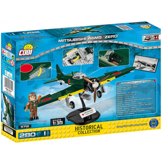 COBI 5712 II WW Stíhacie lietadlo Mitsubishi A6M5 ZERO Model 52s 280 ks