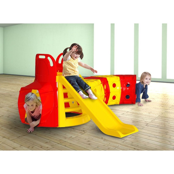 Csúszda alagúttal Inlea4Fun - sárga/piros