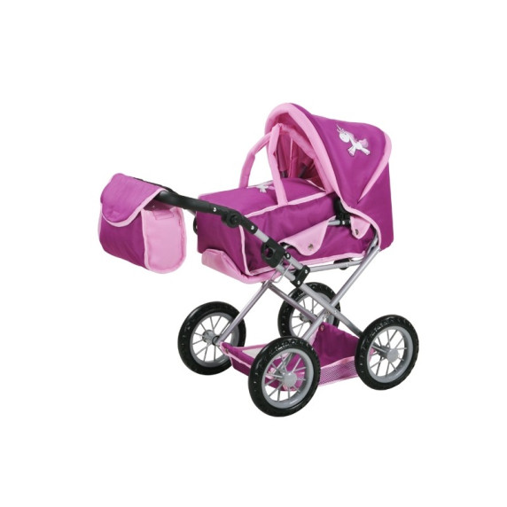 Játék babakocsi hordozható mózeskosárral KNORR TOYS Ruby 63172 - rózsaszín/lila