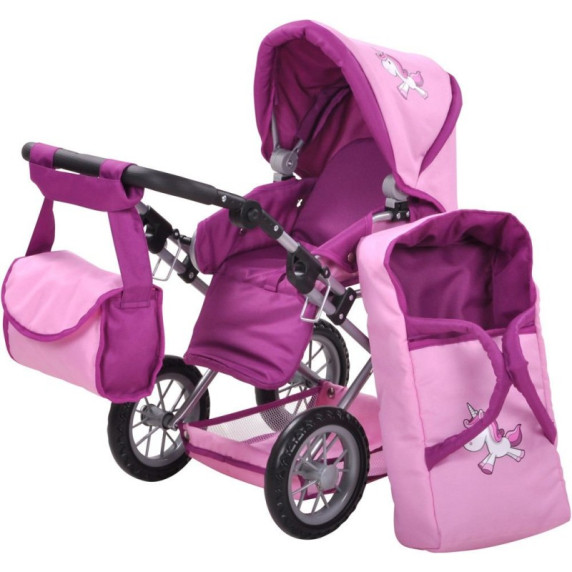 Játék babakocsi hordozható mózeskosárral KNORR TOYS Ruby 63172 - rózsaszín/lila