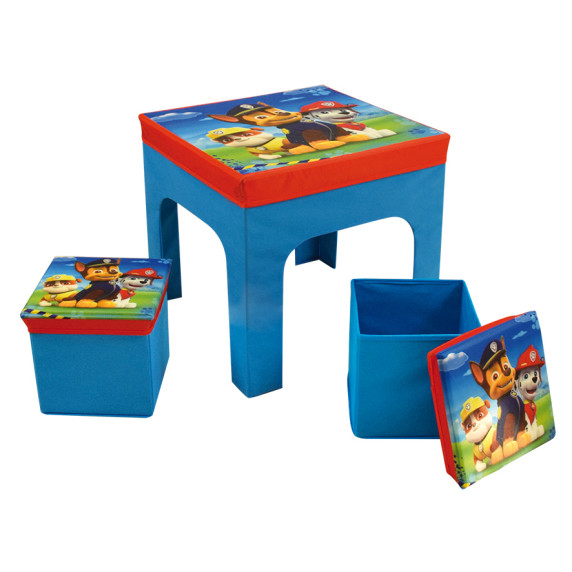 Detský stolík s dvomi taburetkami a úložným priestorom Tlapková Patrola FUN HOUSE 712649