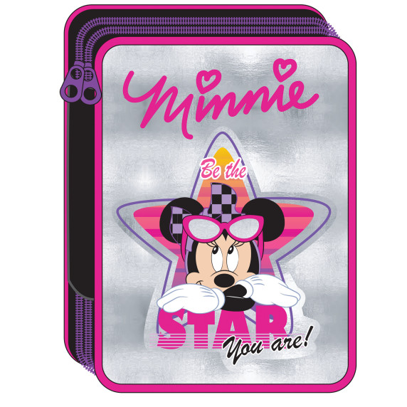 G.I.M. MINNIE Fekete kockás iskolai szett 2020 - Iskolatáska, tolltartó