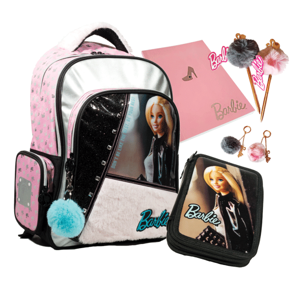 G.I.M. školský set Barbie 2020 ružovo/čierny - batoh + peračník s príslušenstvom 