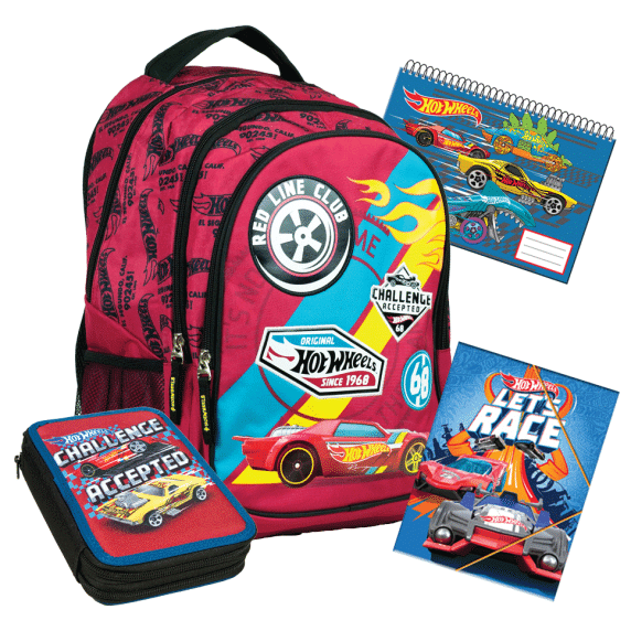 G.I.M. HOT WHEELS iskolai szett 2020 - Iskolatáska, tolltartó, füzettató, füzet