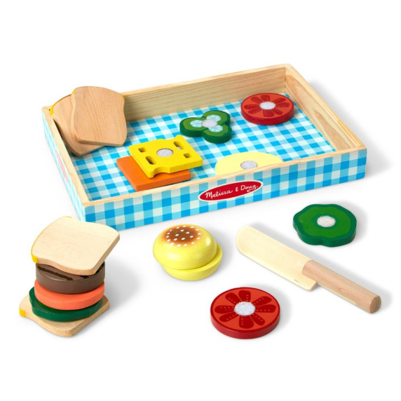 Set  de jucărie din lemn - MELISSA&DOUG - Hamburger și sandviș
