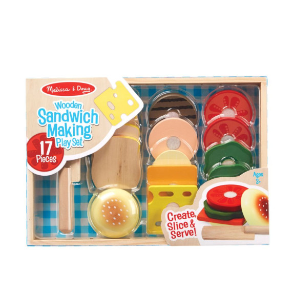Set  de jucărie din lemn - MELISSA&DOUG - Hamburger și sandviș
