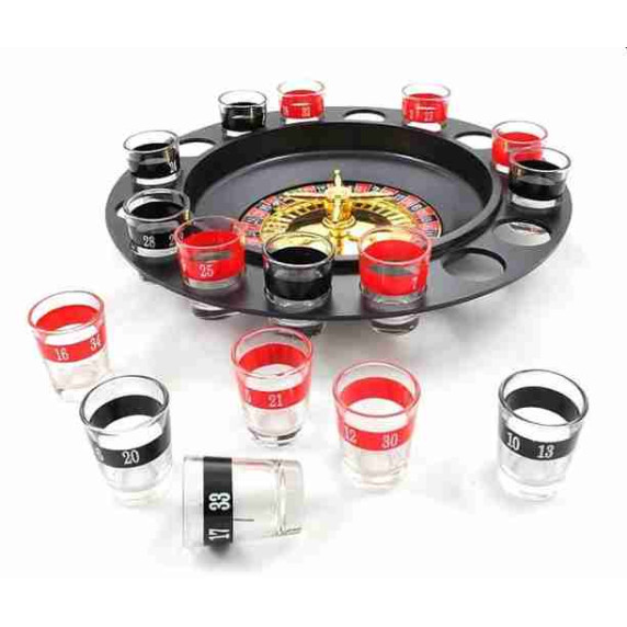 Pálinka rulett, ivós társasjáték 16 db pohárral Drinking Roulette Set