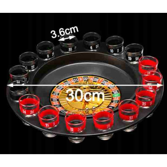 Pálinka rulett, ivós társasjáték 16 db pohárral Drinking Roulette Set
