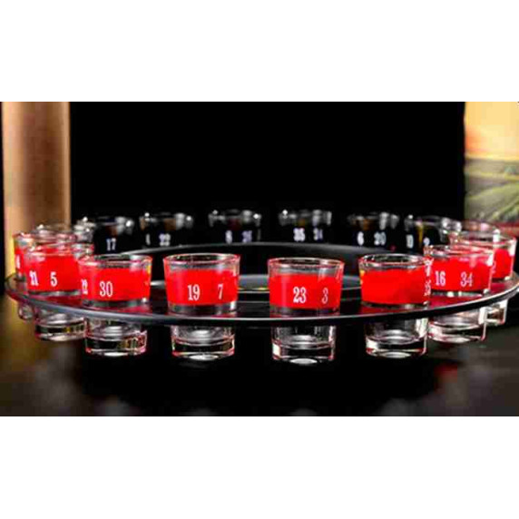 Pálinka rulett, ivós társasjáték 16 db pohárral Drinking Roulette Set