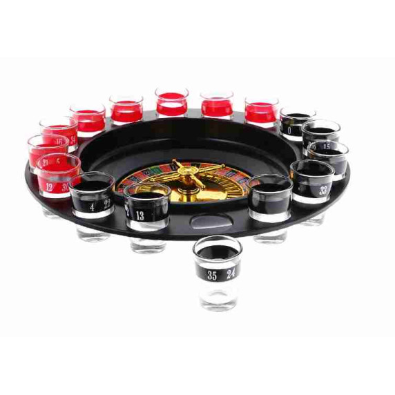 Pálinka rulett, ivós társasjáték 16 db pohárral Drinking Roulette Set