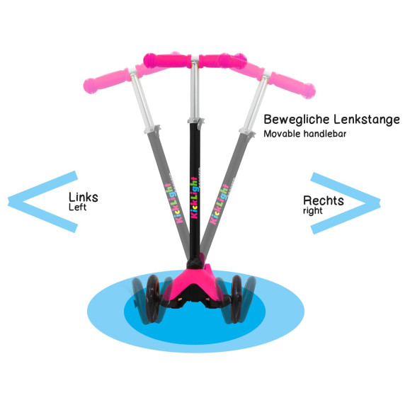 Háromkerekű roller JAMARA Scooter KickLight - Rózsaszín