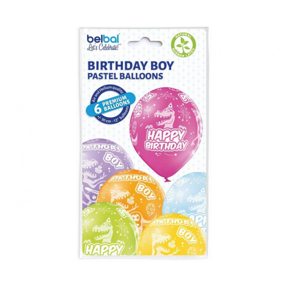 Léggömb, lufi készlet 6 darab GoDan Happy Birthday Boy - Dinós