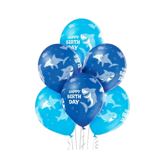 Set baloane 6 buc - GoDan - Happy Birthday Sharks - rechin