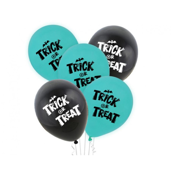 Set baloane 5 bucăți - GoDan - Trick Or Treat - negru/turcoaz