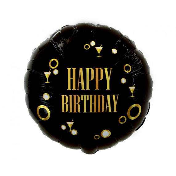 Léggömb, lufi GoDan Happy Birthday B&G Party - Fekete