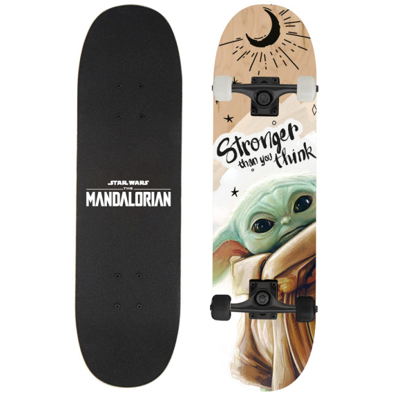 Skateboard din lemn - 79x20x12 cm - BIG WOODEN D100 - Grogu