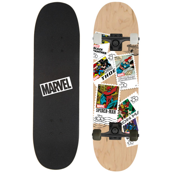 Skateboard din lemn - 79x20x12 cm - BIG WOODEN D100 - Marvel stamps