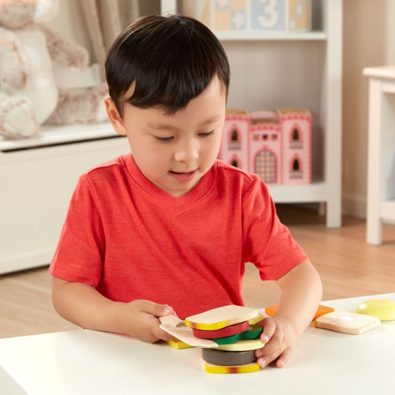 Set  de jucărie din lemn - MELISSA&DOUG - Hamburger și sandviș