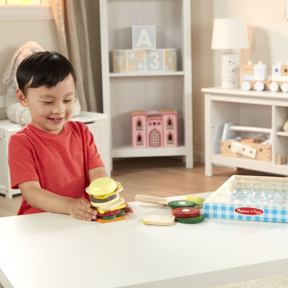 Set  de jucărie din lemn - MELISSA&DOUG - Hamburger și sandviș