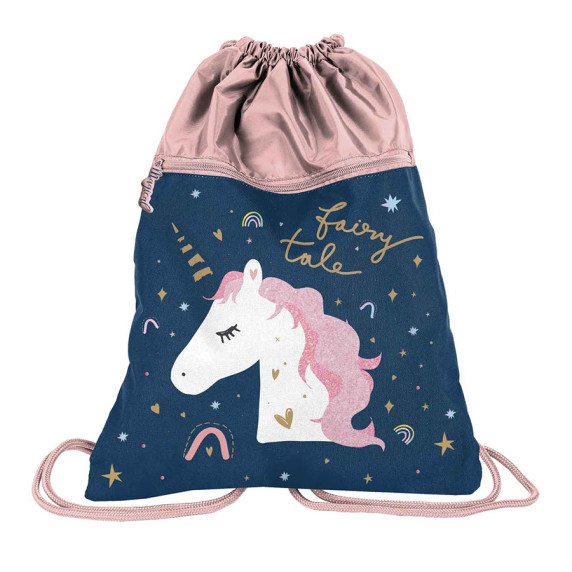 Sac de sport - 45x34 cm - PASO Fairy Tale - unicorn - albastru închis
