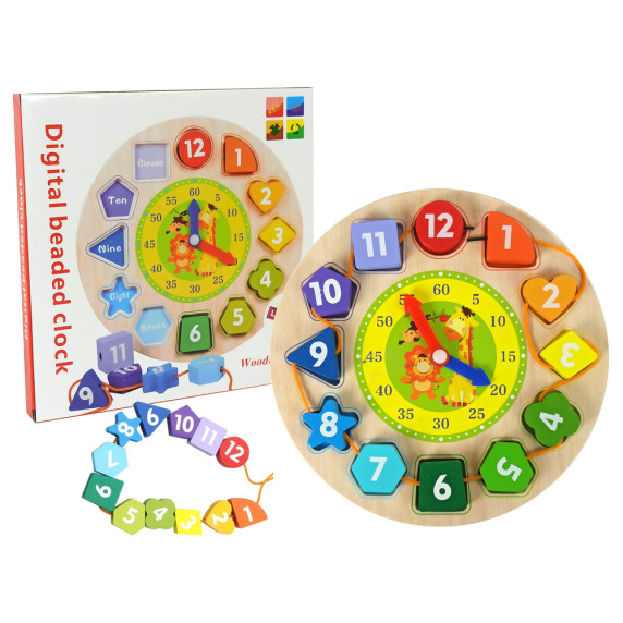Ceas educațional din lemn - Digital Beaded Clock