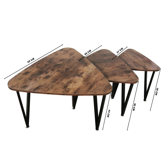 Set măsuță de cafea - 3 bucăți - nuc închis - Aga MR2031