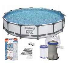 Medence papírszűrős vízforgatóval 427x84 cm BESTWAY 56595 Steel Pro Max - 
