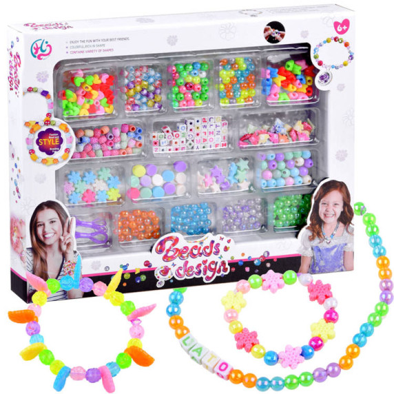 Set pentru confecționarea brățărilor, mărgele colorate - Inlea4Fun BEADS DESIGN