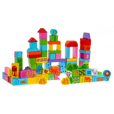 Fa építőjáték 100 darabos Inlea4Fun FARM ANIMAL BLOCKS - 