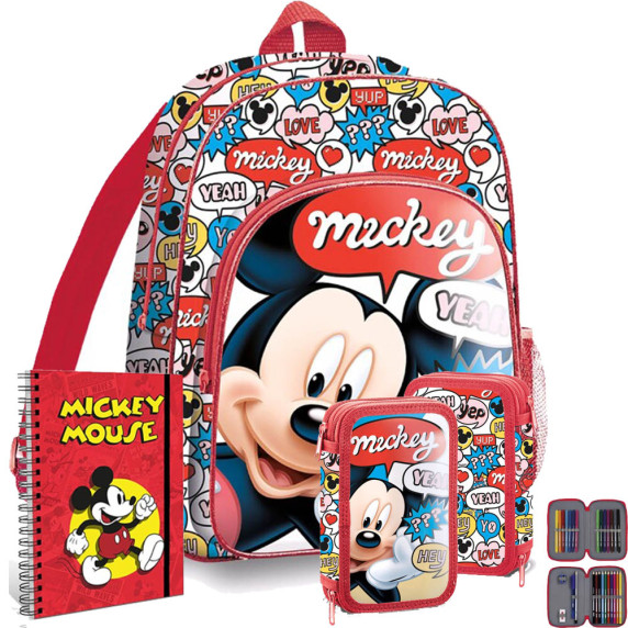 Detský batoh s peračníkom a špirálovým zošitom Kids Licensing - Mickey 