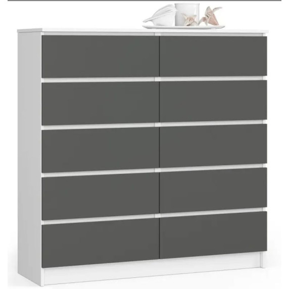 Komoda so 10 zásuvkami 120 x 121 x 40 cm Inlea4Home K120 10SZ CLP - biela/sivá