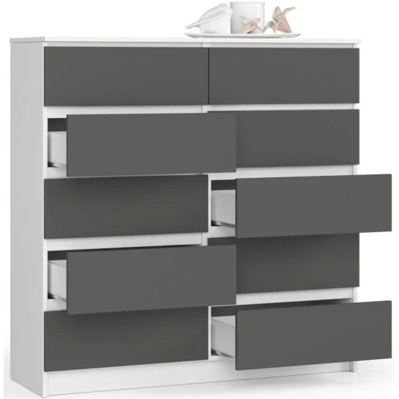 Komoda so 10 zásuvkami 120 x 121 x 40 cm Inlea4Home K120 10SZ CLP - biela/sivá