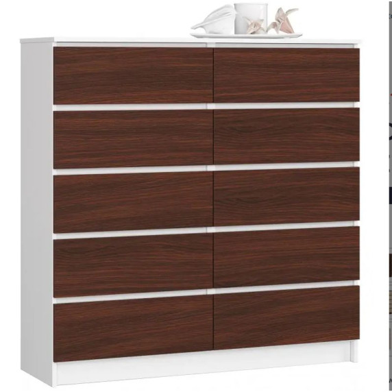 Komoda so 10 zásuvkami 120 x 121 x 40 cm Inlea4Home K120 10SZ CLP - biela/wenge