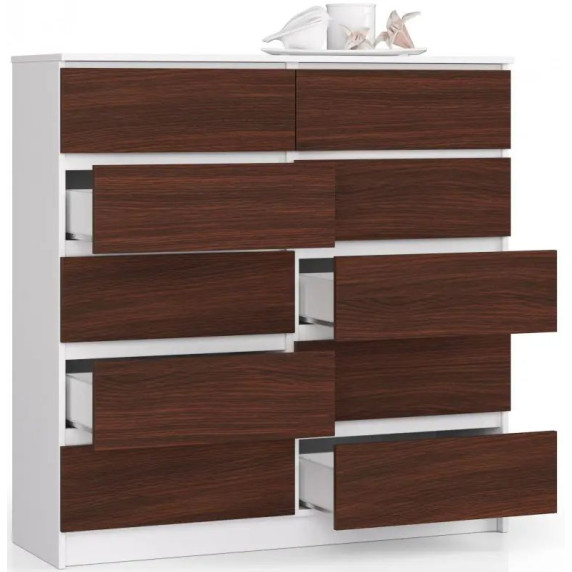 Komoda so 10 zásuvkami 120 x 121 x 40 cm Inlea4Home K120 10SZ CLP - biela/wenge