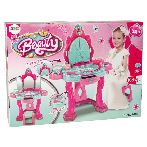 Detský toaletný stolík so stoličkou Inlea4Fun BEAUTY ANGEL - ružový
