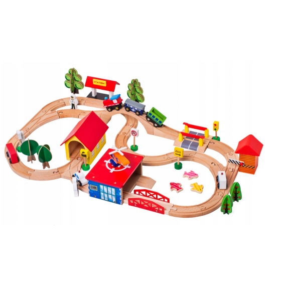 Set cale ferată din lemn - KIDS FUN RAILWAY