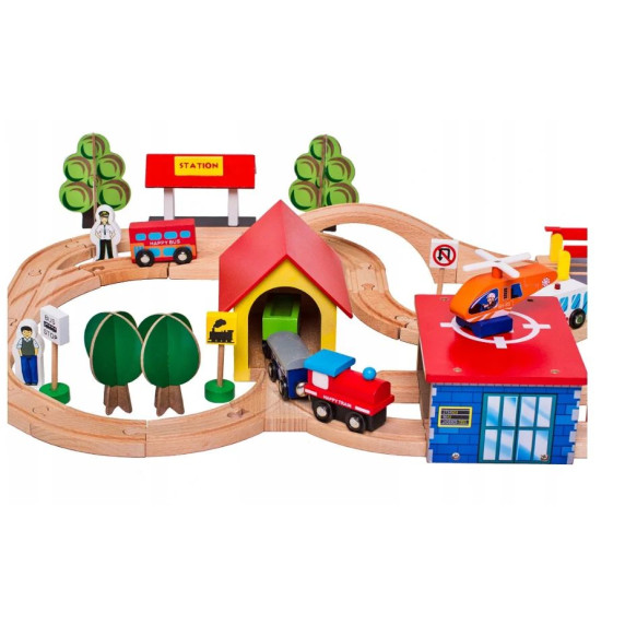 Set cale ferată din lemn - KIDS FUN RAILWAY