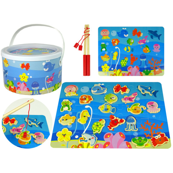 Set de pescuit magnetic și puzzle 2 în 1 