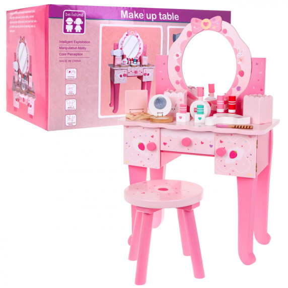 Masă de toaletă cu scaun pentru copii - Inlea4Fun MAKE UP TABLE