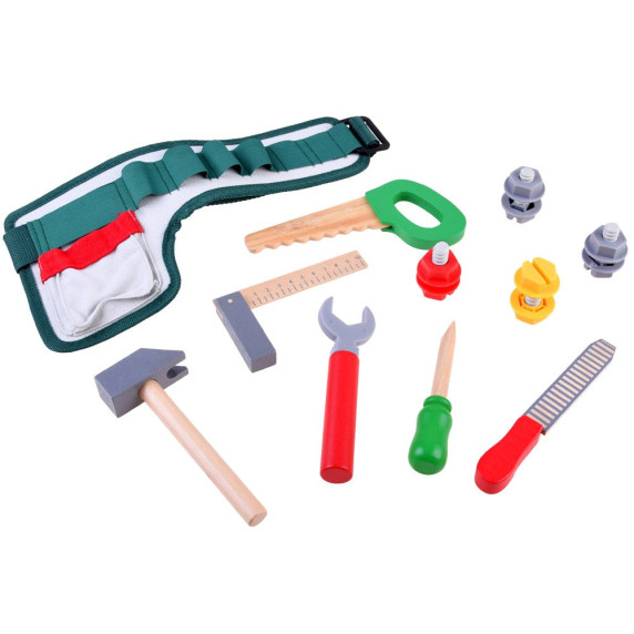 Drevené náradie s opaskom pre deti Inlea4Fun TOOL BELT