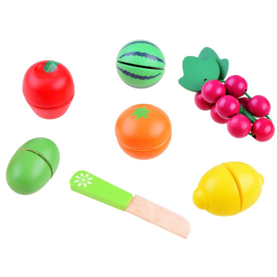 Drevené ovocie na krájanie v prepravke Inlea4Fun FRUIT BOX