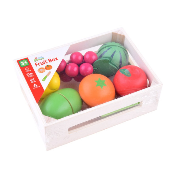 Drevené ovocie na krájanie v prepravke Inlea4Fun FRUIT BOX