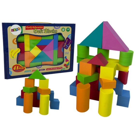 Habszivacs építőkocka gyerekeknek 41 darabos Inlea4Fun SOFT BLOCKS