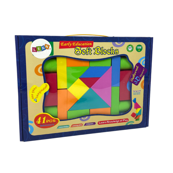 Habszivacs építőkocka gyerekeknek 41 darabos Inlea4Fun SOFT BLOCKS
