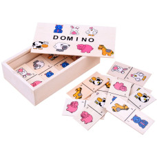 Dominó fa dobozban Inlea4Fun DOMINO - Állatfigurás - 