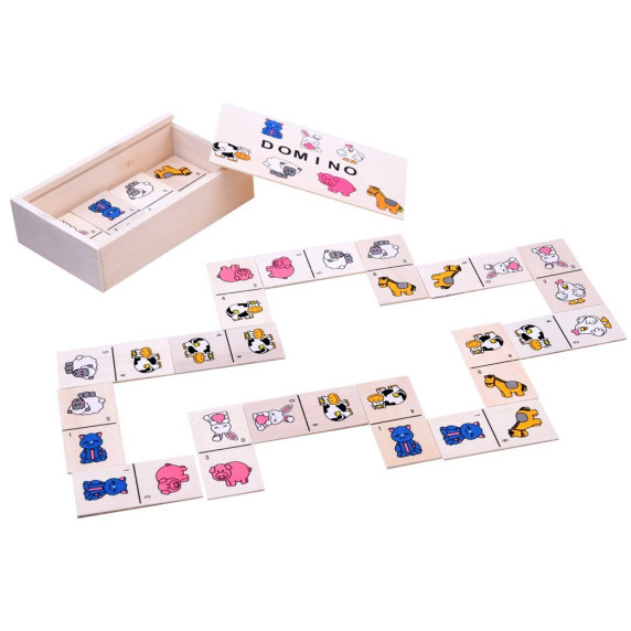Domino v drevenej krabice Inlea4Fun DOMINO - zvieratká