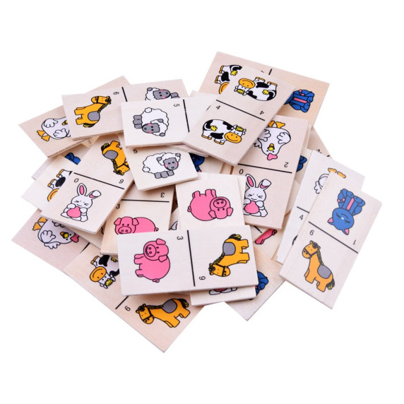 Domino v drevenej krabice Inlea4Fun DOMINO - zvieratká