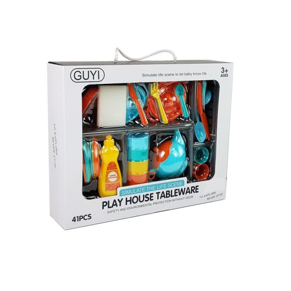 Set ustensile bucătărie cu tavă de picurare - Inlea4Fun PLAY HOUSE TABLEWARE