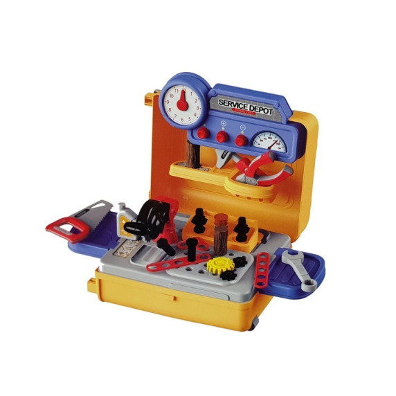 Detská dielňa v kufríku Inlea4Fun MOBILE TOOL TABLE - oranžová/sivá